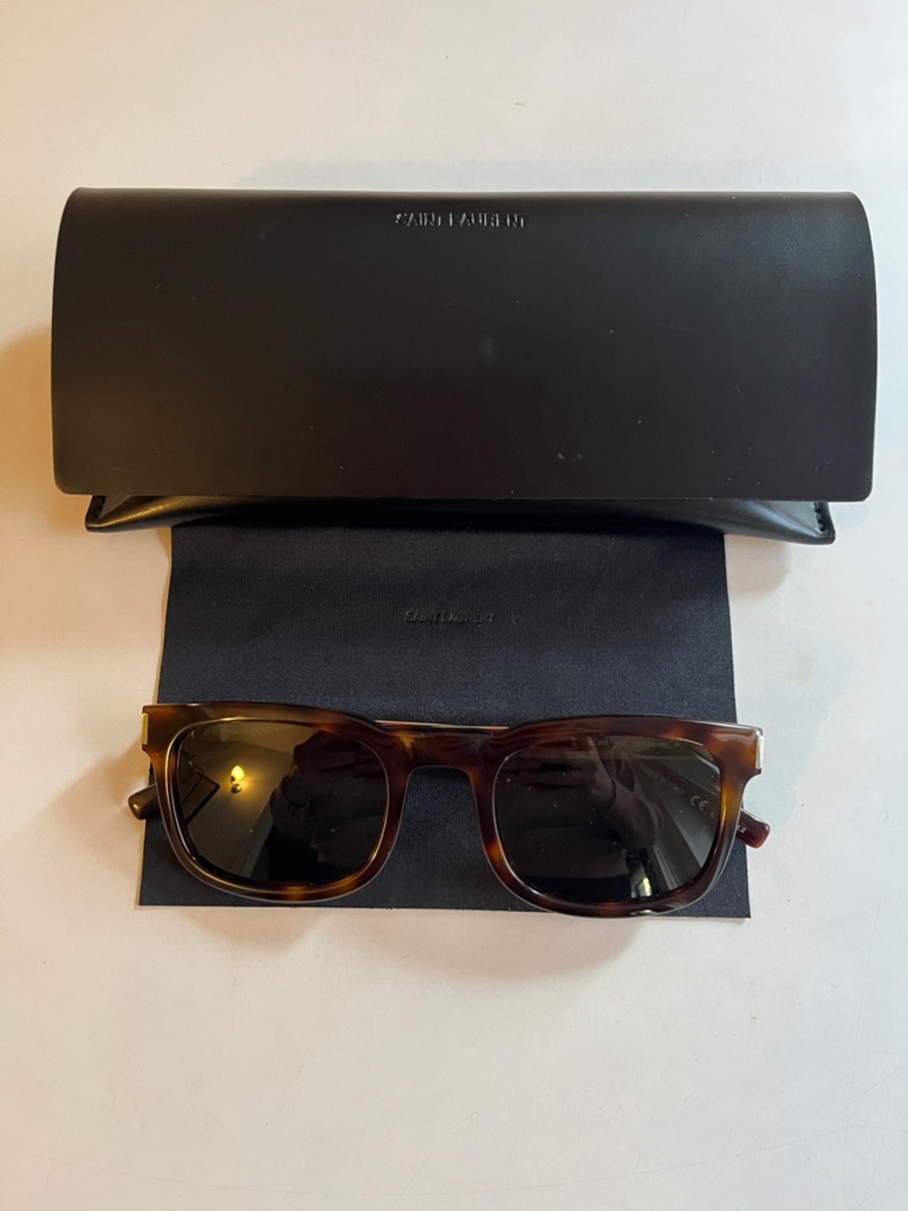 Saint Laurent Tortoiseshell Sunglasses with Dark Lenses